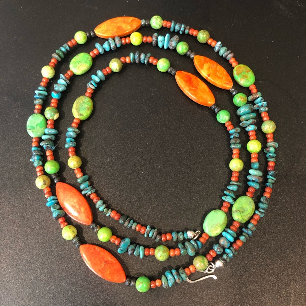 JAY KING DTR 48 inch Long Turquoise Spiny Oyster Sterling Silver Necklace - Picture 15 of 17